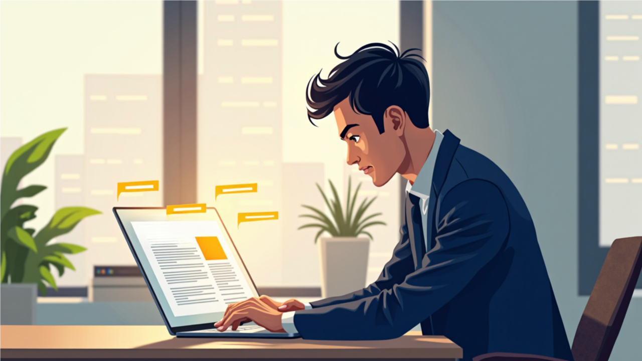 AI 계약서 작성 프롬프트를 사용하는 직장인의 모습