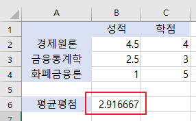 엑셀 수식 계산 예시