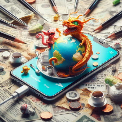 스마트폰 화면에서 드래곤과 세계가 등장하는 모습.