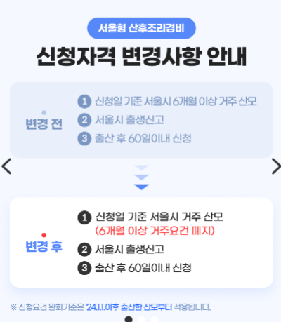 산모산후조리경비 대상