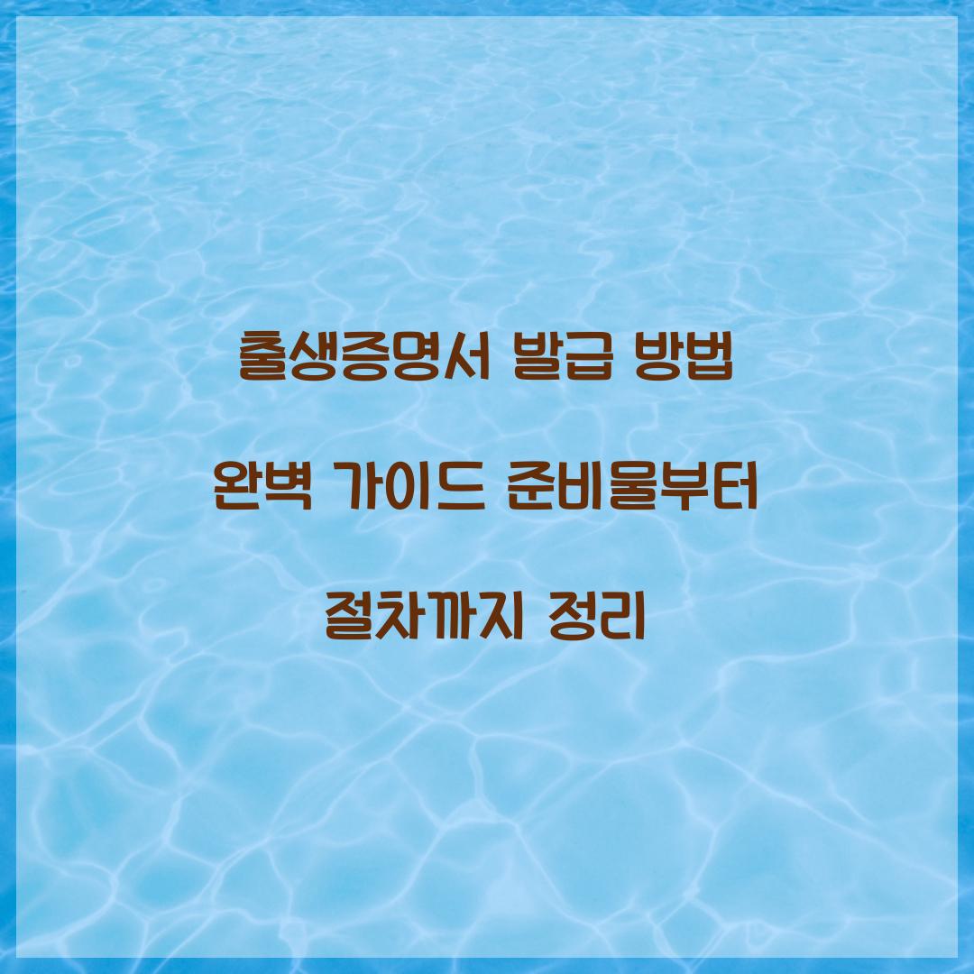 출생증명서 발급 방법