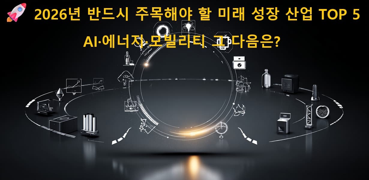 2026년 유망 산업 5가지를 상징하는 대표 이미지