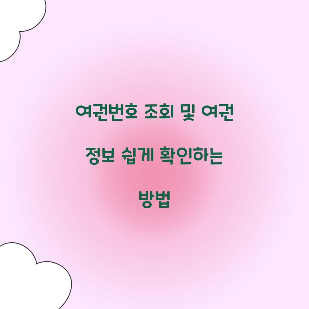 여권번호 조회 및 여권 정보