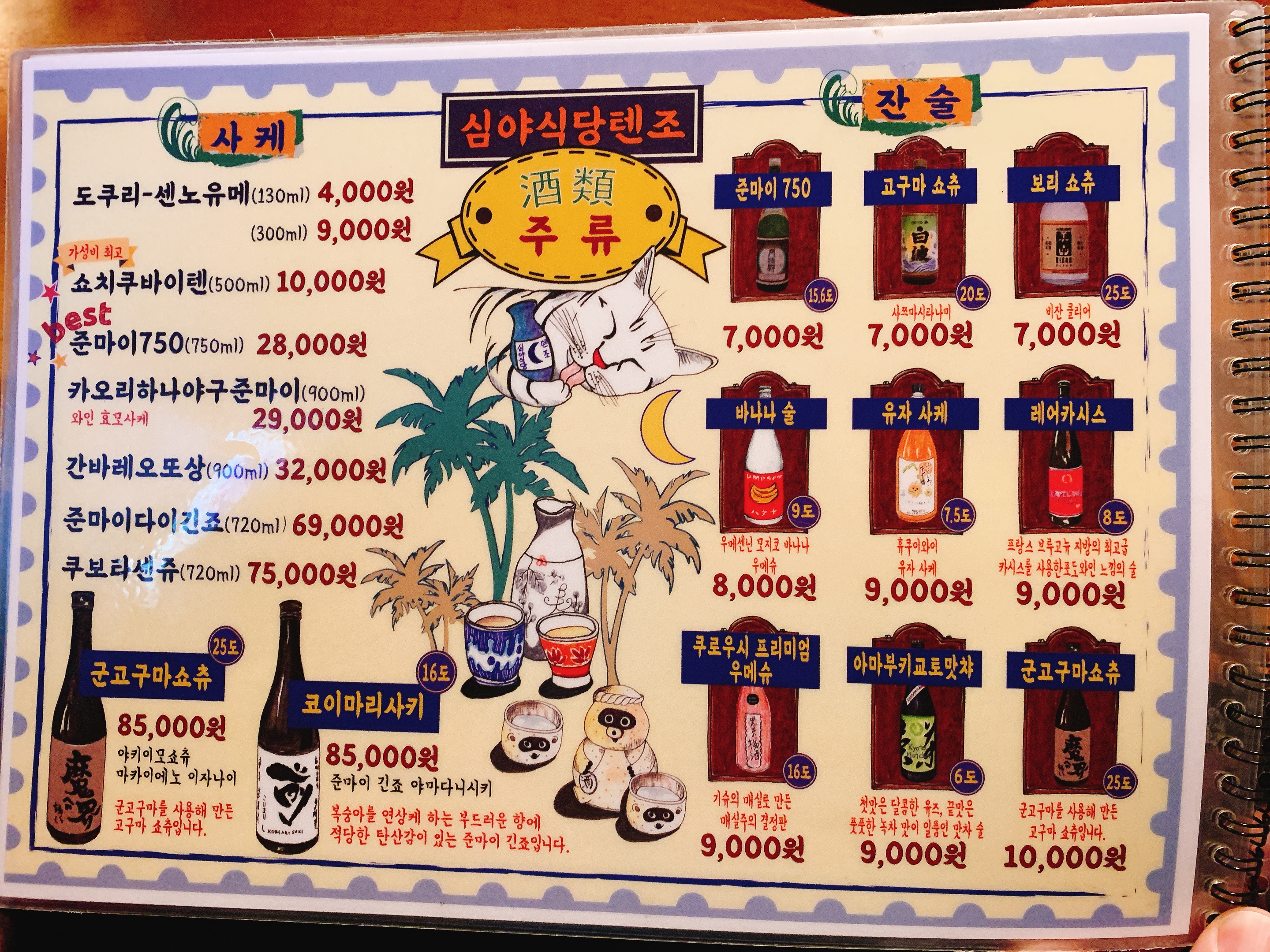 사케, 잔술 메뉴