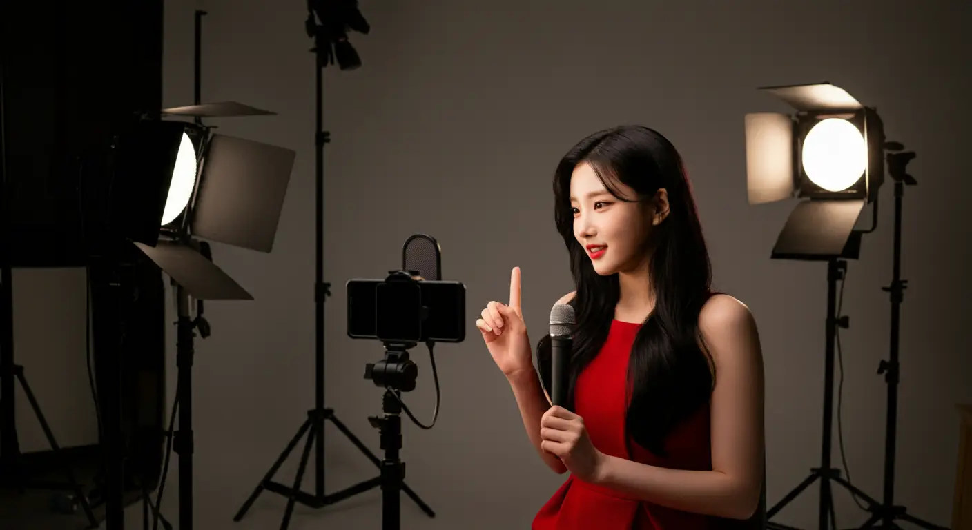 유튜브 촬영을 하는 여성