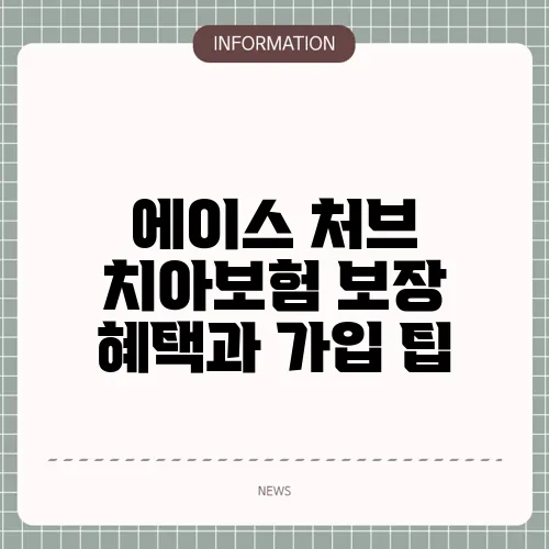 에이스 처브 치아보험 보장 혜택과 가입 팁