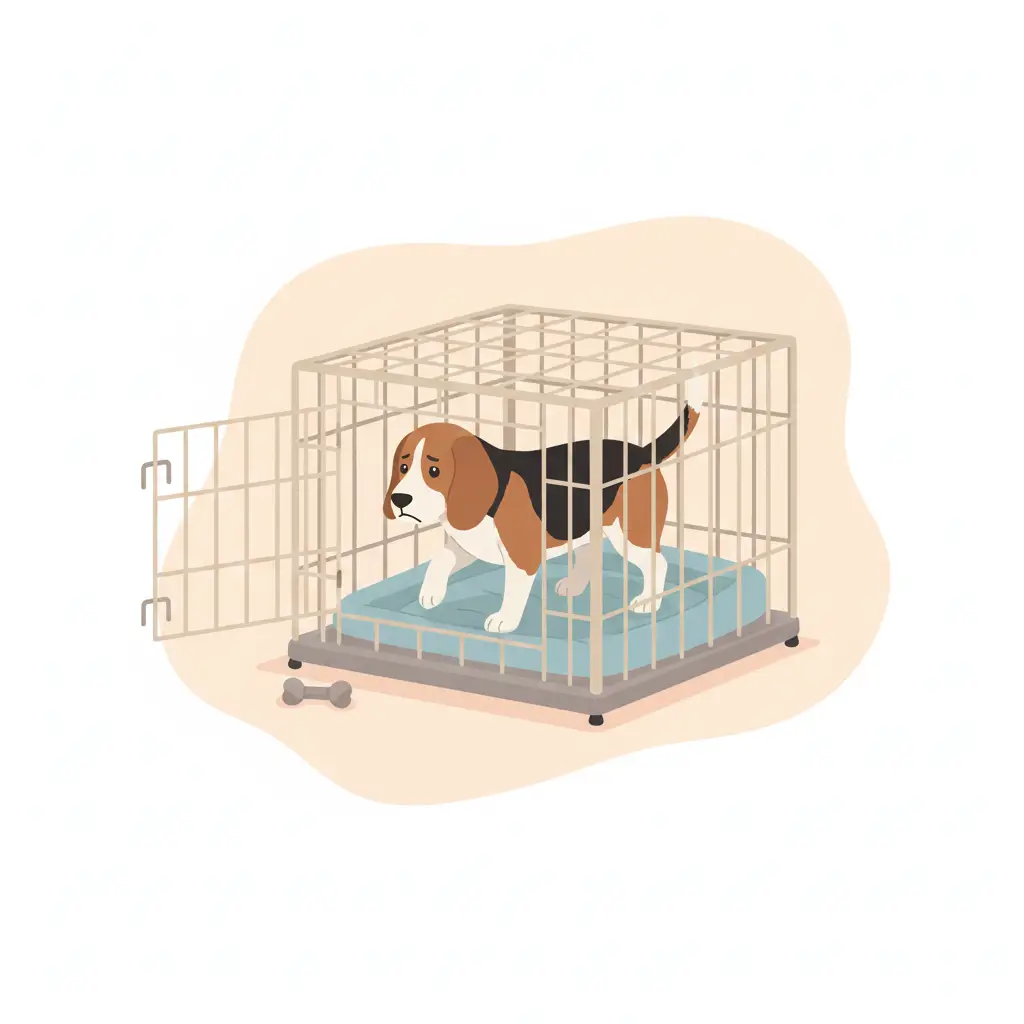 성견이 느리게 켄넬에 적응하는 모습