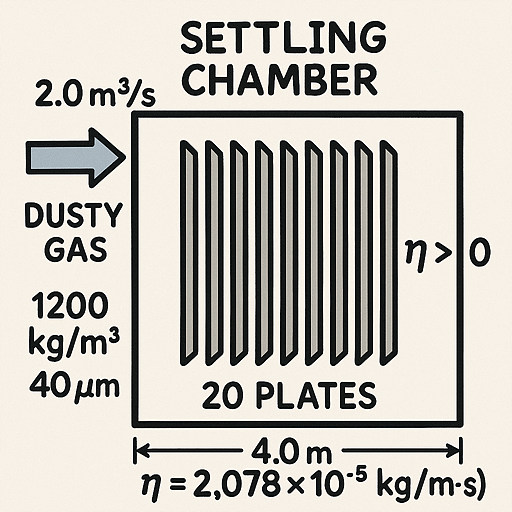 침강실의 길이, 중력식 집진장치