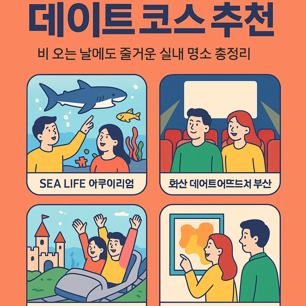 부산 실내 데이트 코스 추천｜비 오는 날에도 즐거운 실내 명소 총정리 (이미지 챗지피티)