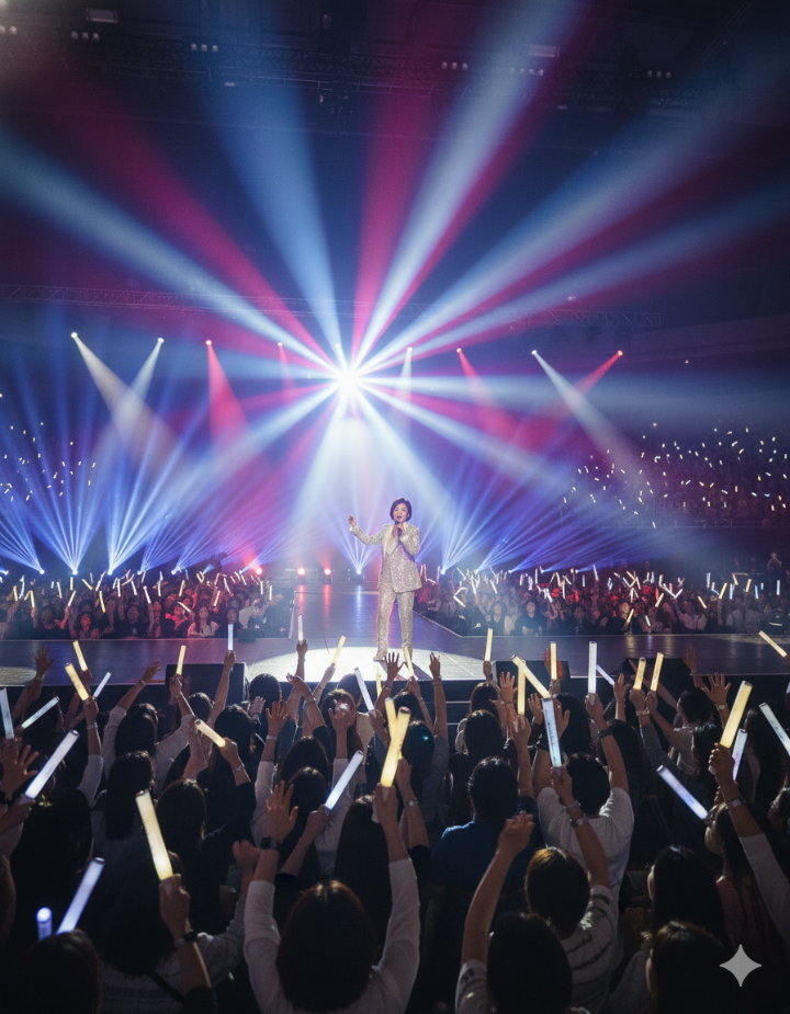 장윤정 콘서트 무대 조명과 관객이 함께 호응하는 모습