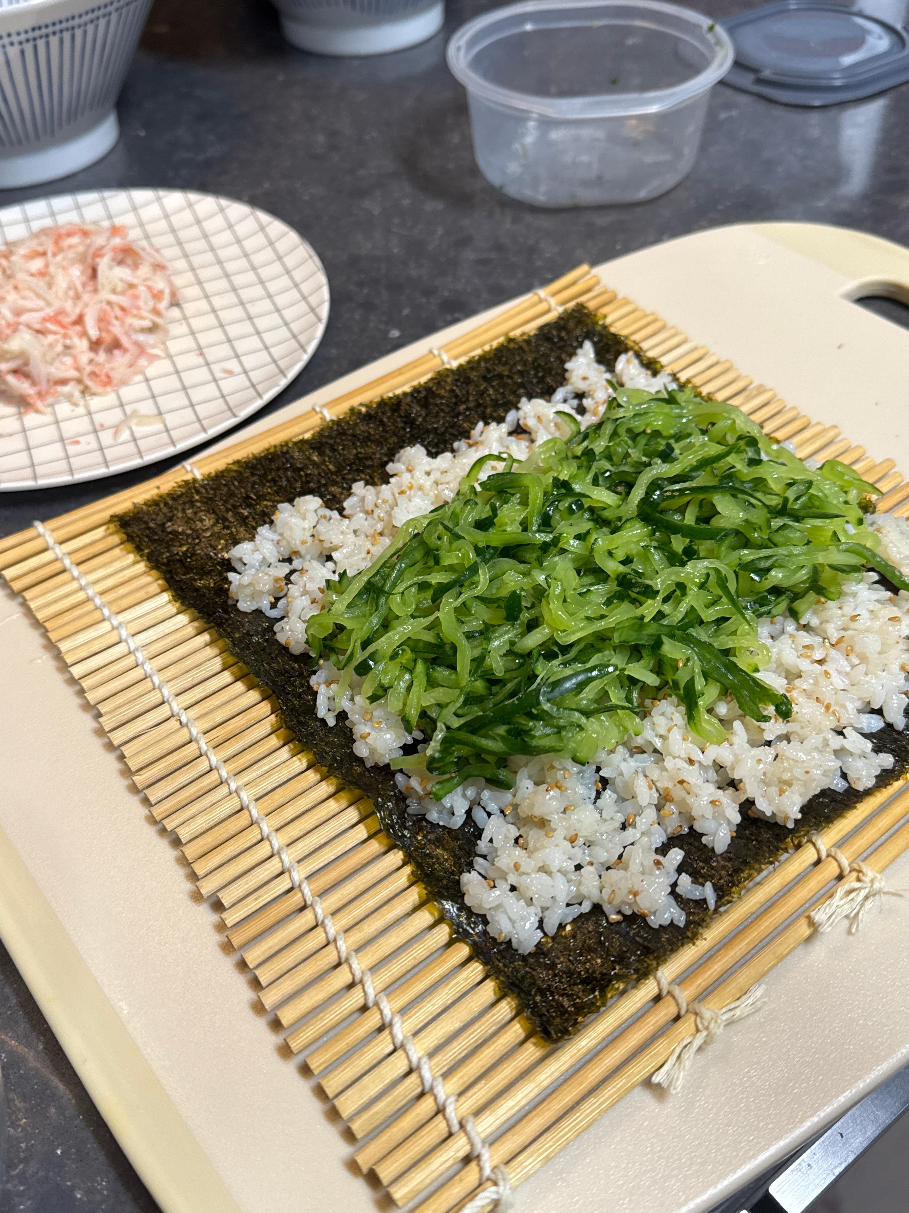 오이 크래미 김밥 마는 과정