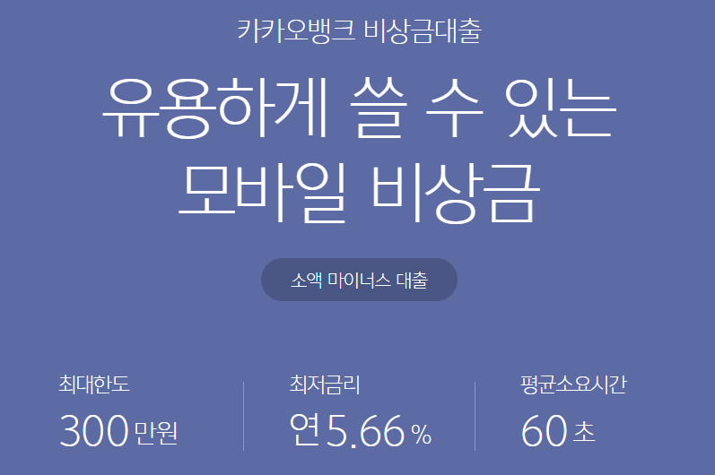 카카오뱅크 비상금대출 설명화면
