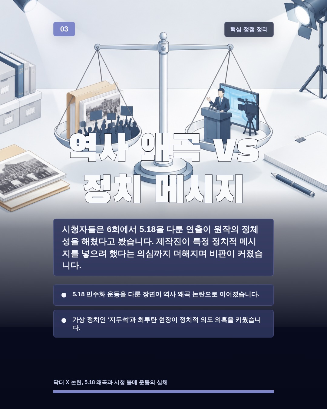 역사 왜곡 vs 정치 메시지