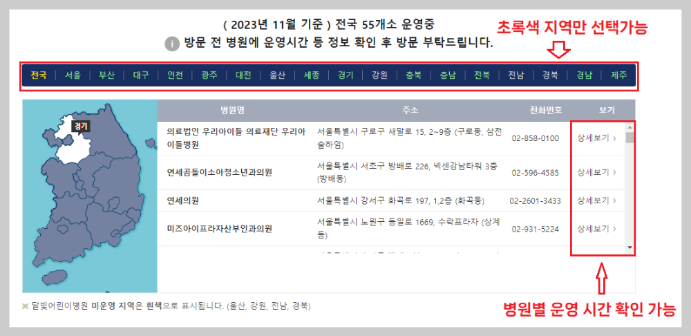 달빛어린이병원 위치