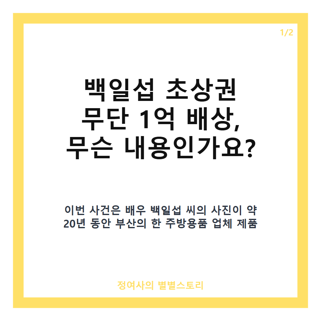 백일섭 초상권 무단 1억 배상 판결, 20년 사진 무단 사용 주방용품 업체 법원 책임 인정 카드뉴스 1