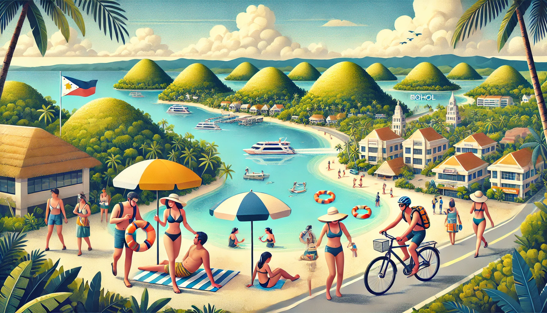 보홀의 아름다운 풍경과 안전하게 여행하는 관광객들의 모습