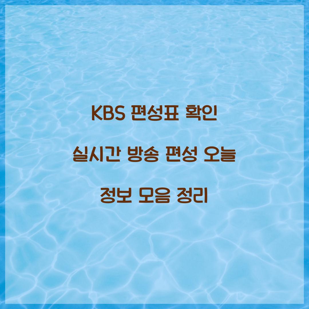 KBS 편성표 확인