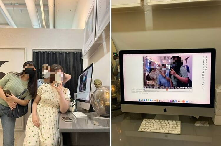 모니터에 나오는 모습을 카메라에 담고 노는 모습