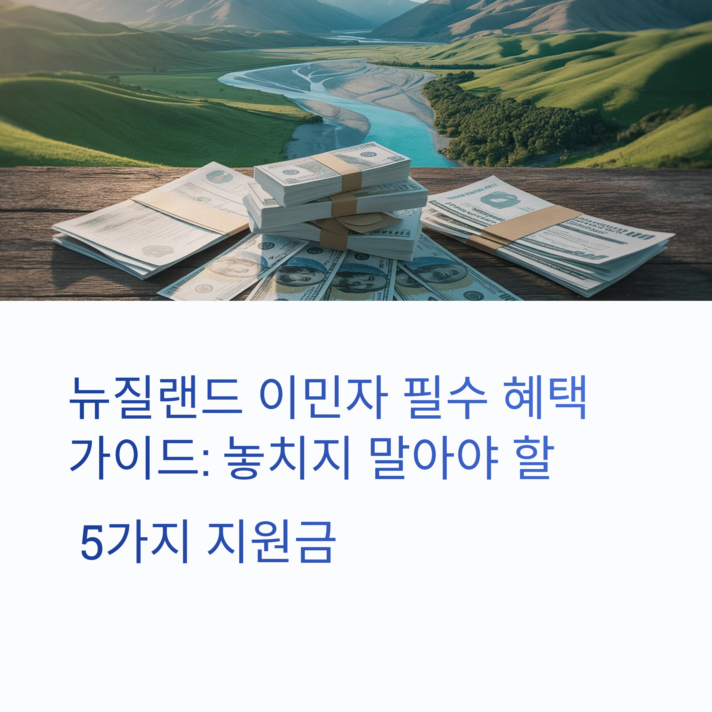 뉴질랜드 이민자가 놓치면 안 되는 지원금 5가지