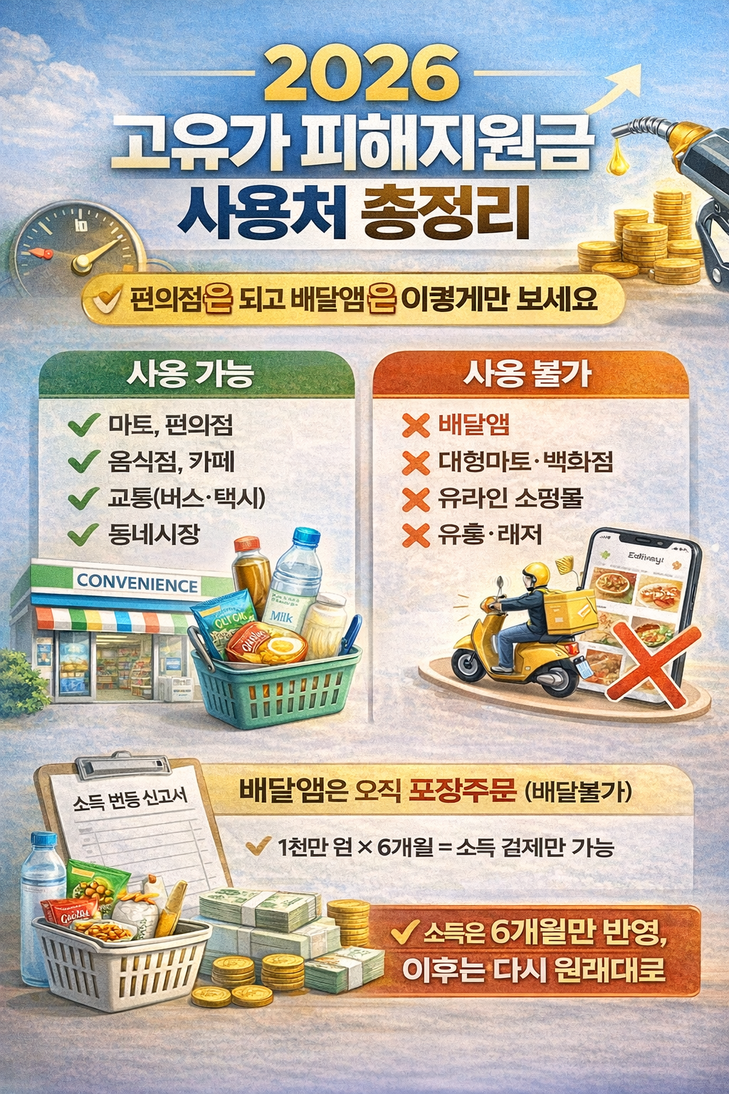 2026 고유가 피해지원금 사용처 총정리 편의점은 되고 배달앱은 이렇게만 보세요