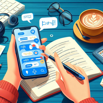 스마트폰 화면을 보여주는 이미지, 사용자가 다양한 애플리케이션을 사용하는 장면입니다.