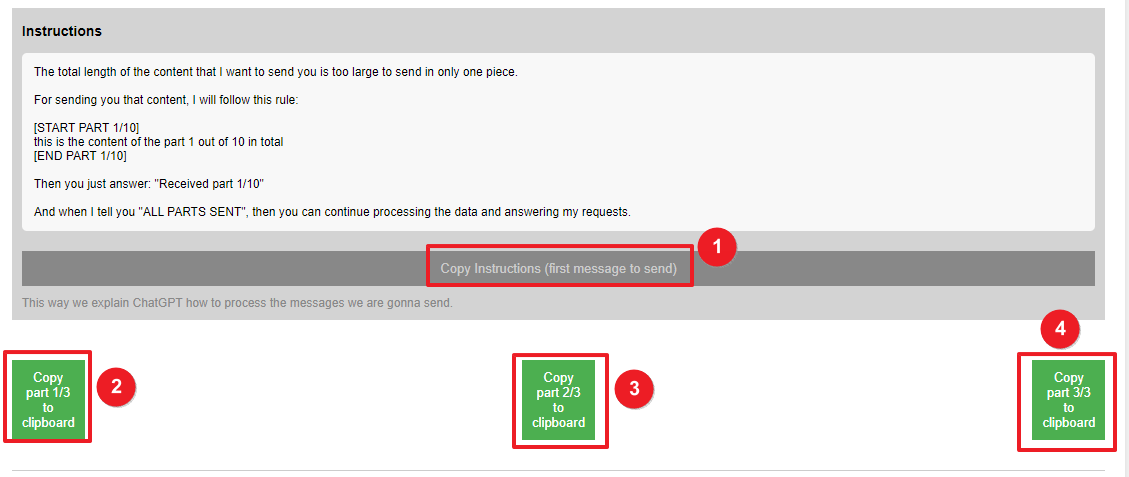 순서대로 버튼을 눌러 내용 복사후 챗gpt에 붙여넣기