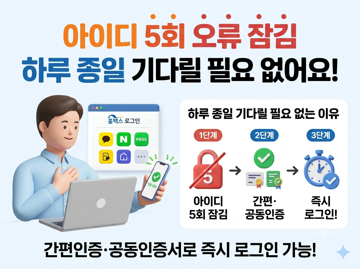 아이디 5회 오류 잠김 하루 종일 기다릴 필요 없는 이유