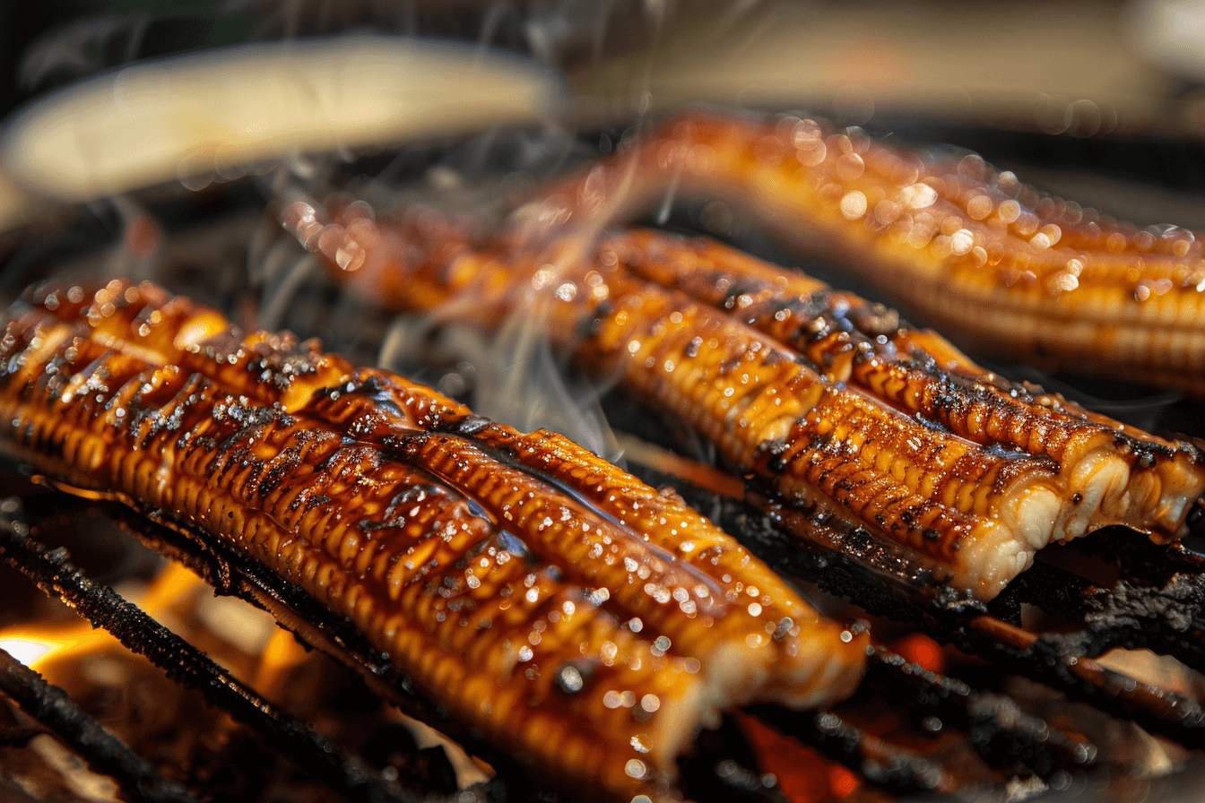그릴-위에-구워지고-있는-양념장어