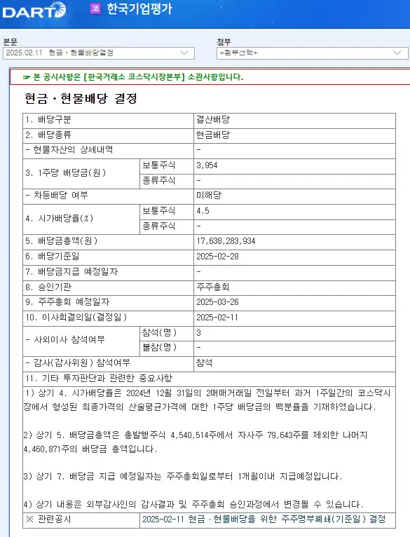 한국기업평가(034950) 2025년 배당락일
