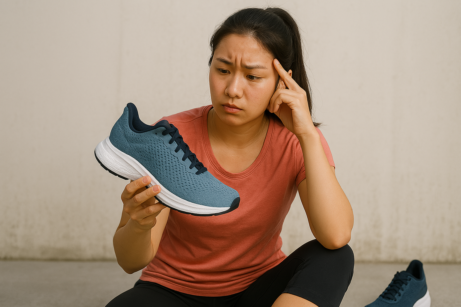 러닝화 고민하는 여성