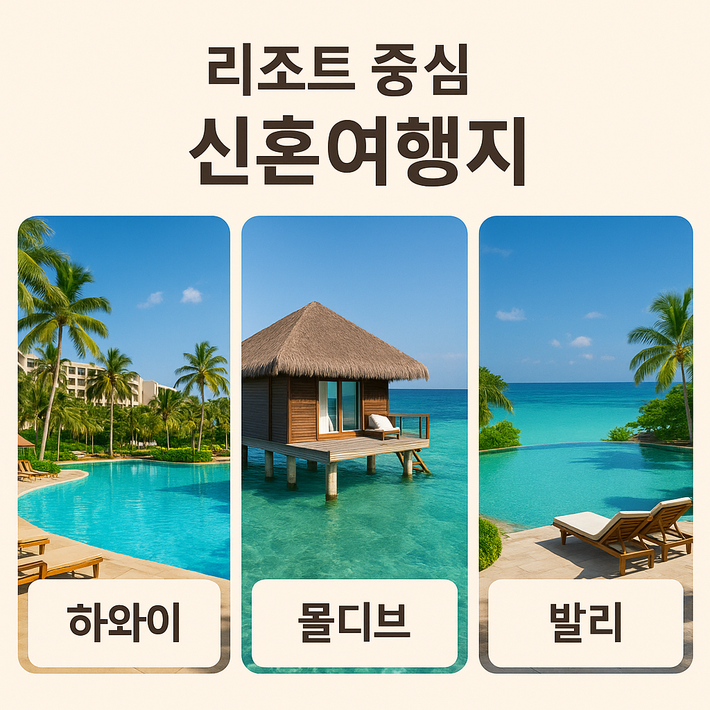 리조트 중심의 신혼여행지 하와이, 몰디브, 발리