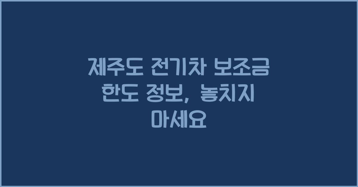 제주도 전기차 보조금 한도 정보