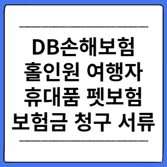 DB손해보험-홀인원-여행자-휴대품-펫보험-청구-서류