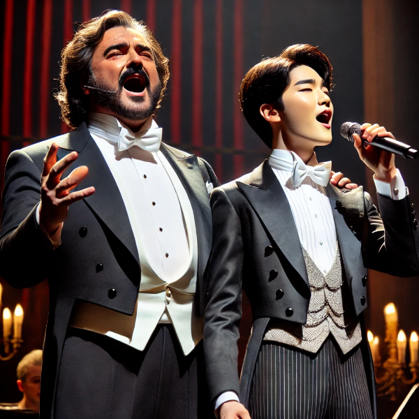 한 무대에서 공연하는 성악가와 뮤지컬 배우