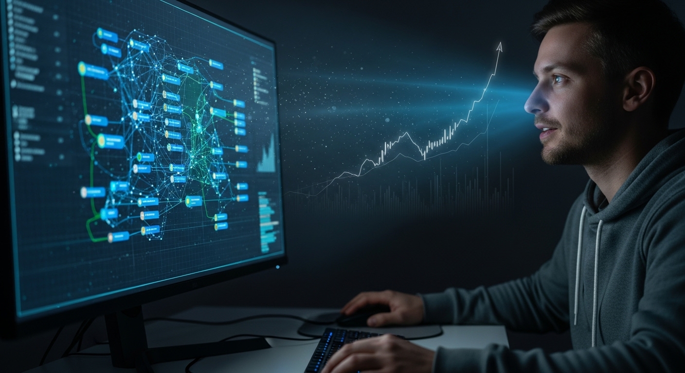 AI 기술을 꾸준히 학습하고 전문성을 키우는 모습을 상징하는 집중하는 사람의 이미지