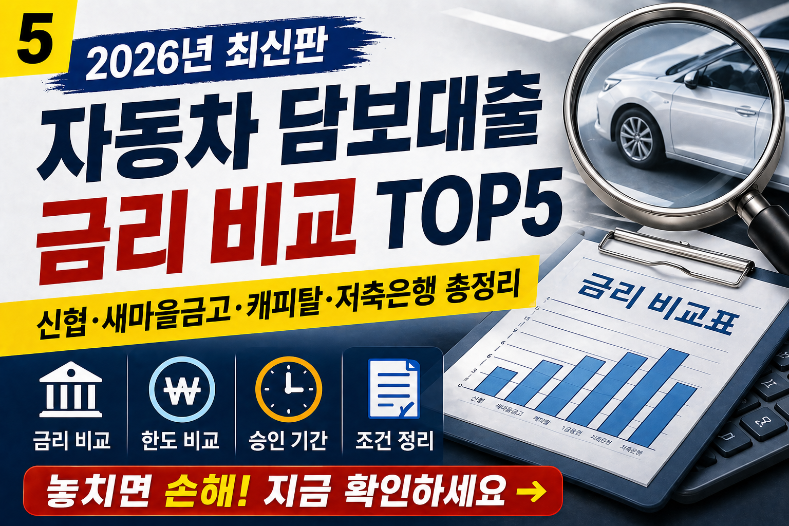 자동차 담보대출 금리 비교 TOP5 2026