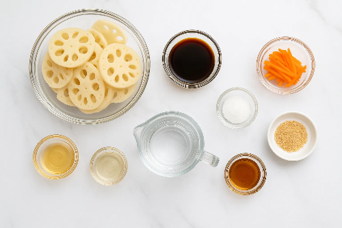 연근 조림 재료 모음