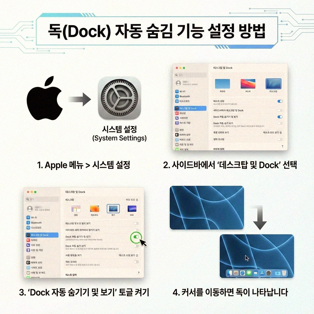맥 독 숨기기 자동 설정 제대로 알아보기