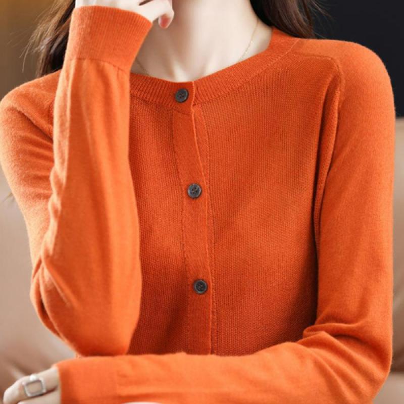 솔레일 여성용 베이직 하찌 팔레트 가디건 오렌지 2XL