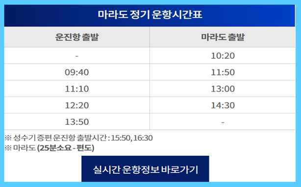 운진항 마라도 배시간표