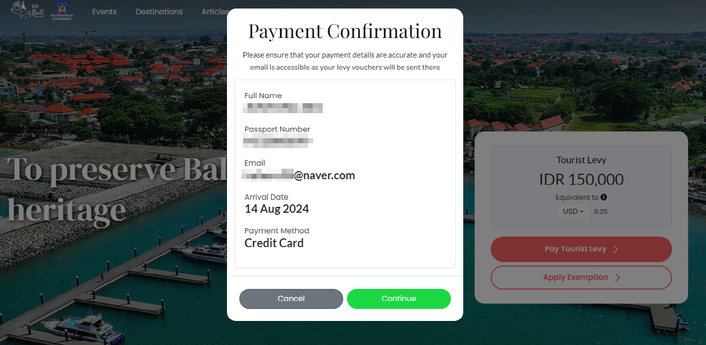 Bali Tourist Levy