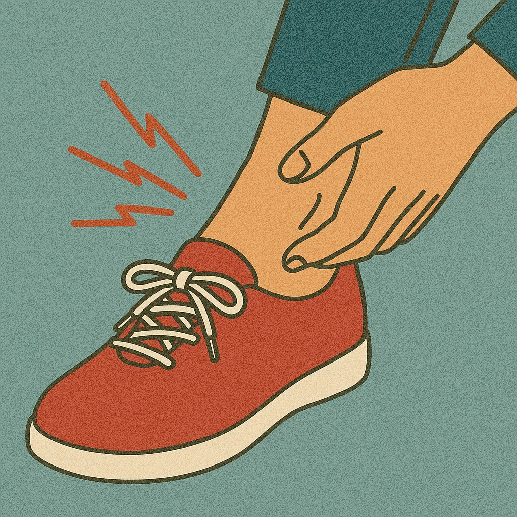 새-신발을-신고-발목을-붙잡는-통증의-일러스트