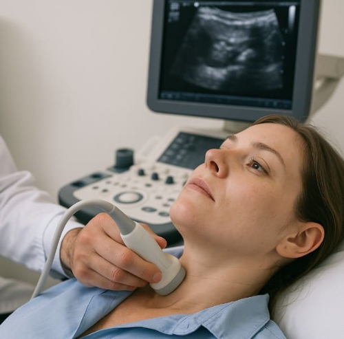 갑상선검사중인여자사진