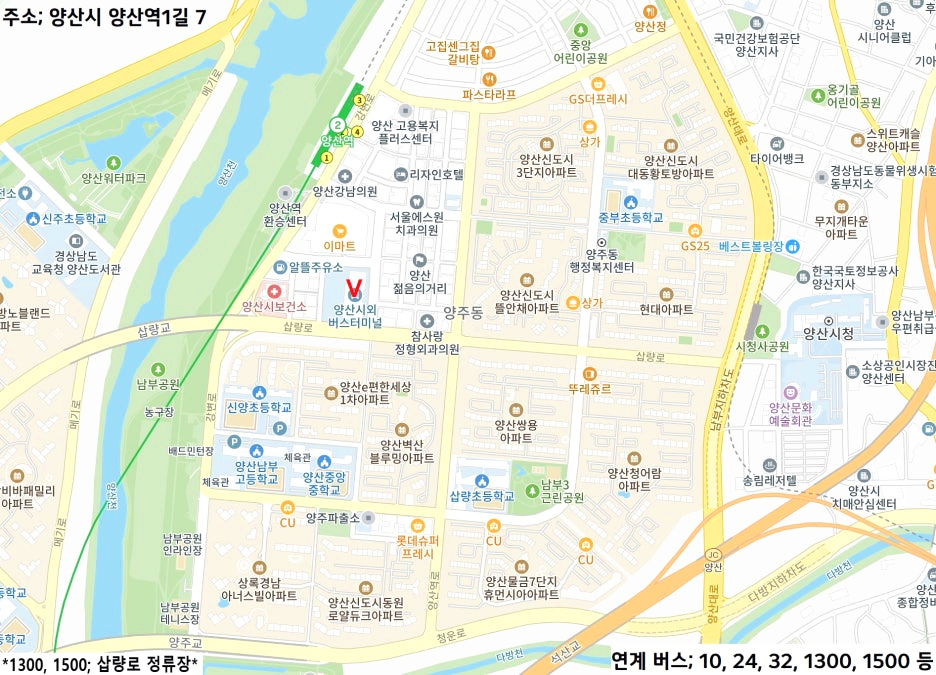 양산시외버스터미널 주변 지도