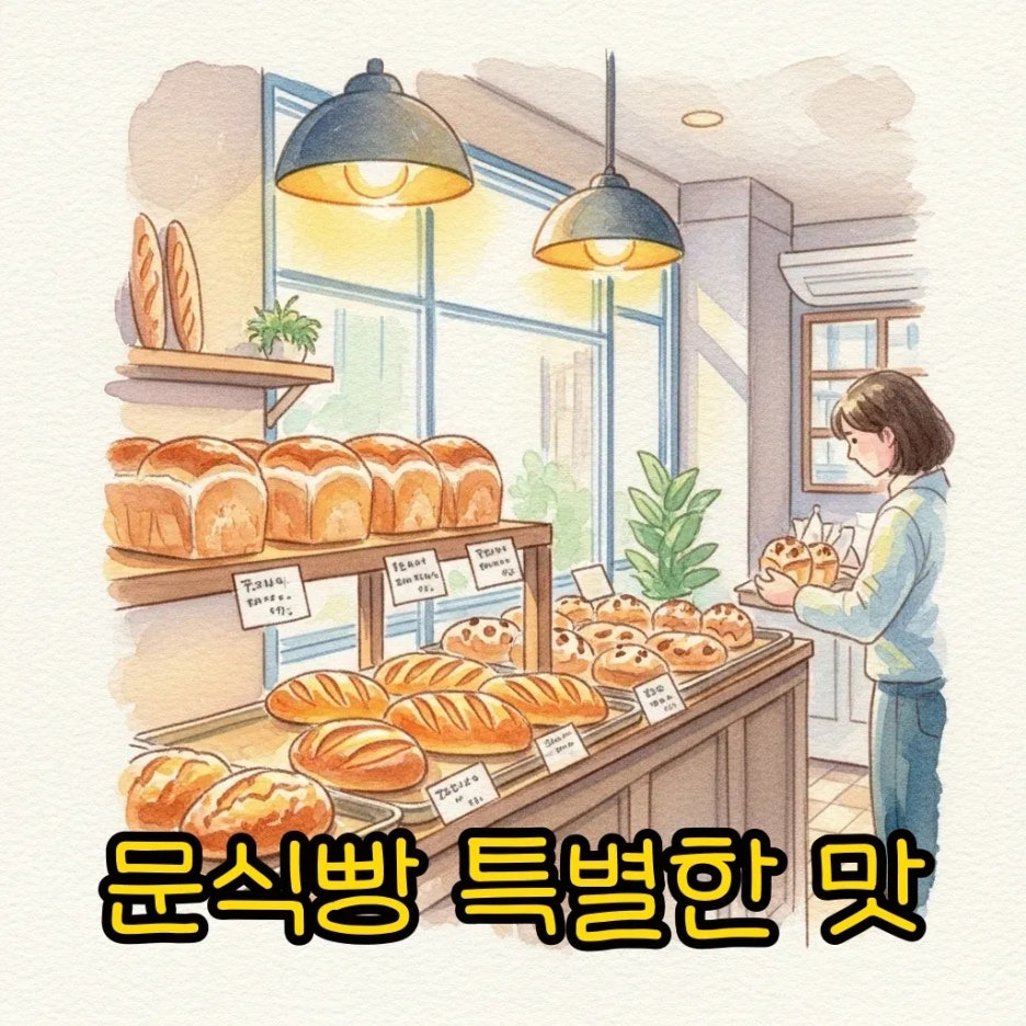 갓 구운 식빵들이 가득한 따뜻한 빵집