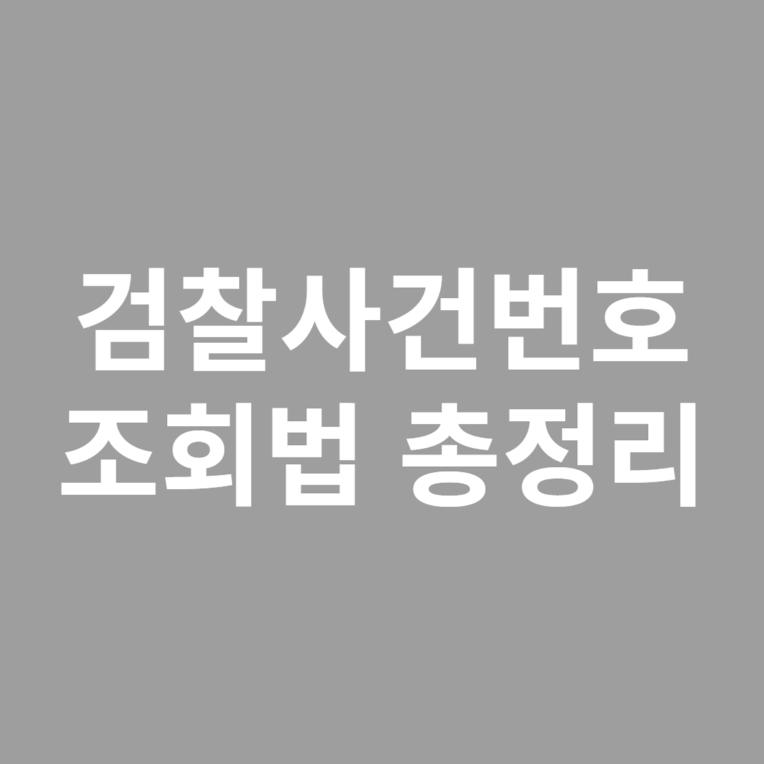 검찰사건번호 조회