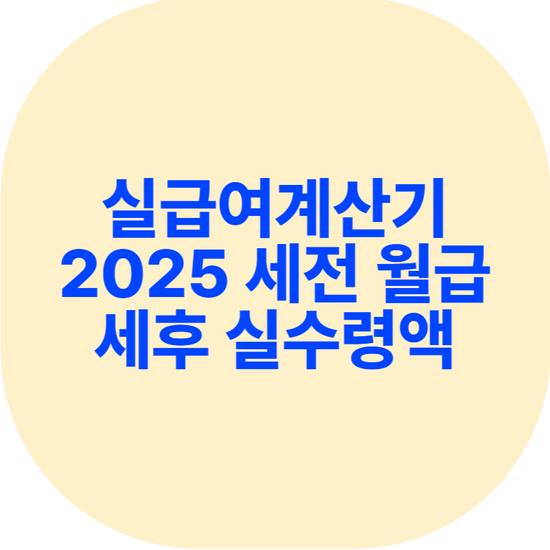 실급여계산기 2025 (세전 월급 세후 실수령액 자동 확인)