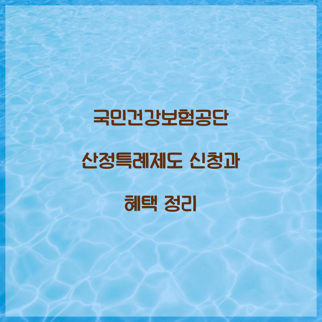 국민건강보험공단 산정특례제도