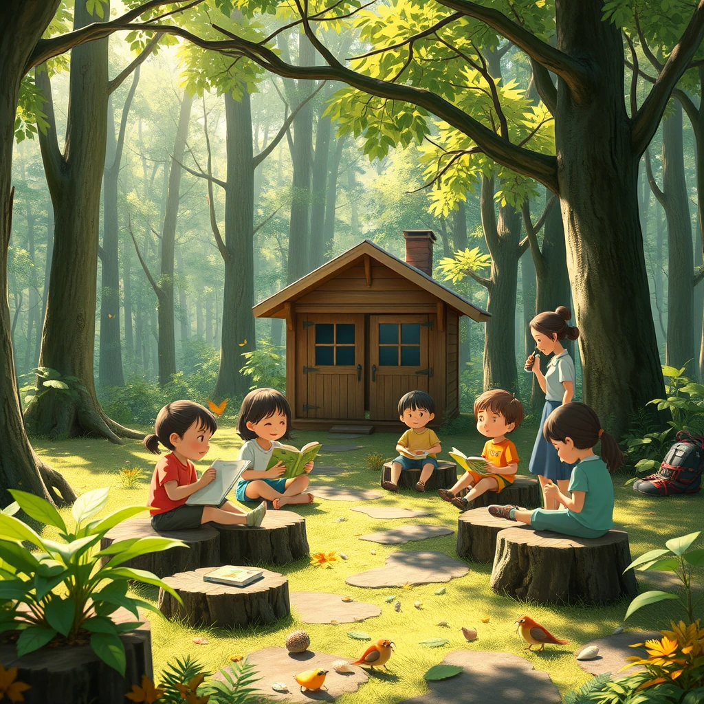 자연 기반 대안 학교의 선생님과 아이들