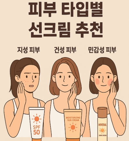 지성피부, 건성피부, 민감성 피부의 여성의 사진